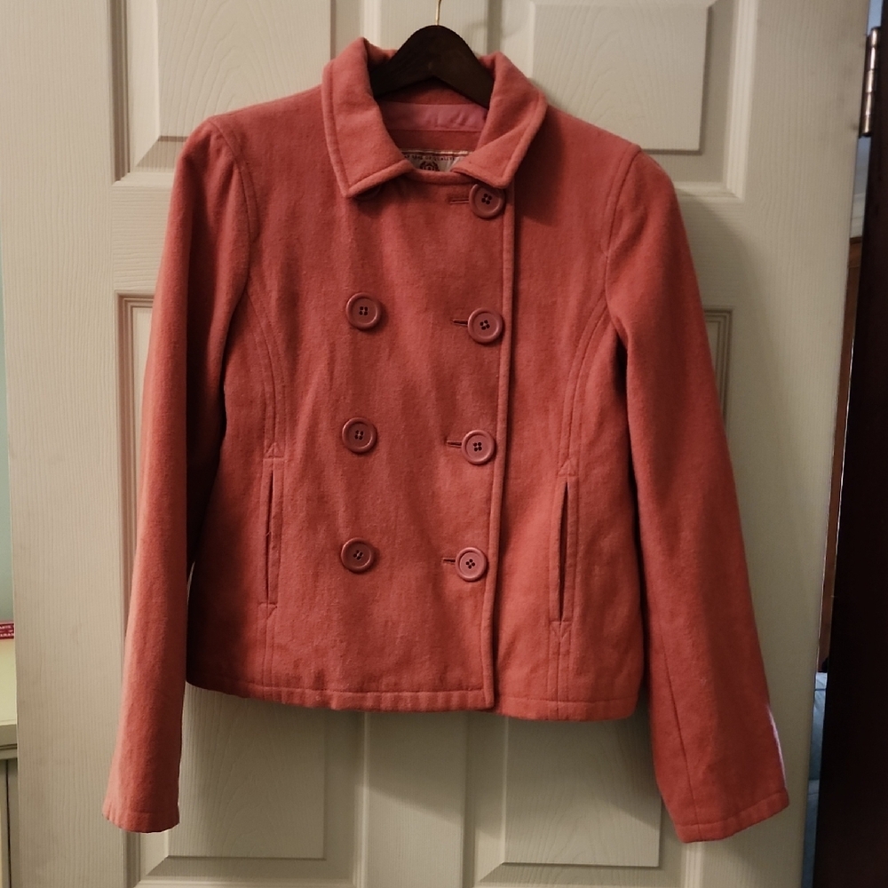 Abercrombie And Fitch Y2K Size Medium Wool Blend Short Peacoat Pink Rose